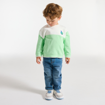 سويت شيرت ذو لونين مرسوم عليه طائر الطوقان أخضر، للطفل الرضيع